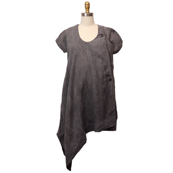 Forme D'expression Italian Made Linen Short Sleeve Tunic Top - Picture 3 of 14
